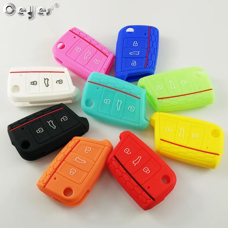 For VOLKSWAGEN VW Golf 7 MK7 VII Tiguan MK2 Polo Skoda Octavia A7 Kodiaq Seat Ateca Leon Silicone Remote Car Key Case Cover