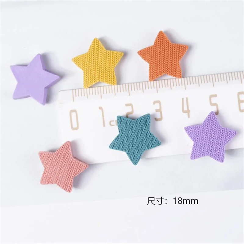 50pcs/lot new creative resin star charm beads connectors for diy children hairpin phone case paste jewelry accessories materials