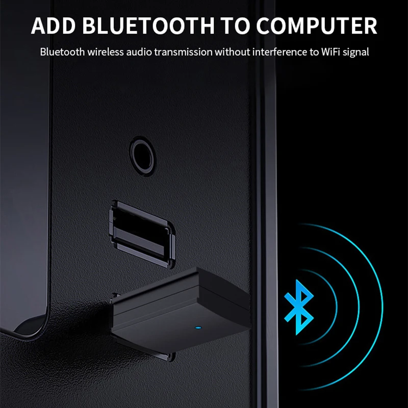 VAORLO Newst-transmisor de Audio USB con Bluetooth 5,0, Dongle de música estéreo para ordenador, adaptador inalámbrico para PC y portátil, Plug & Play
