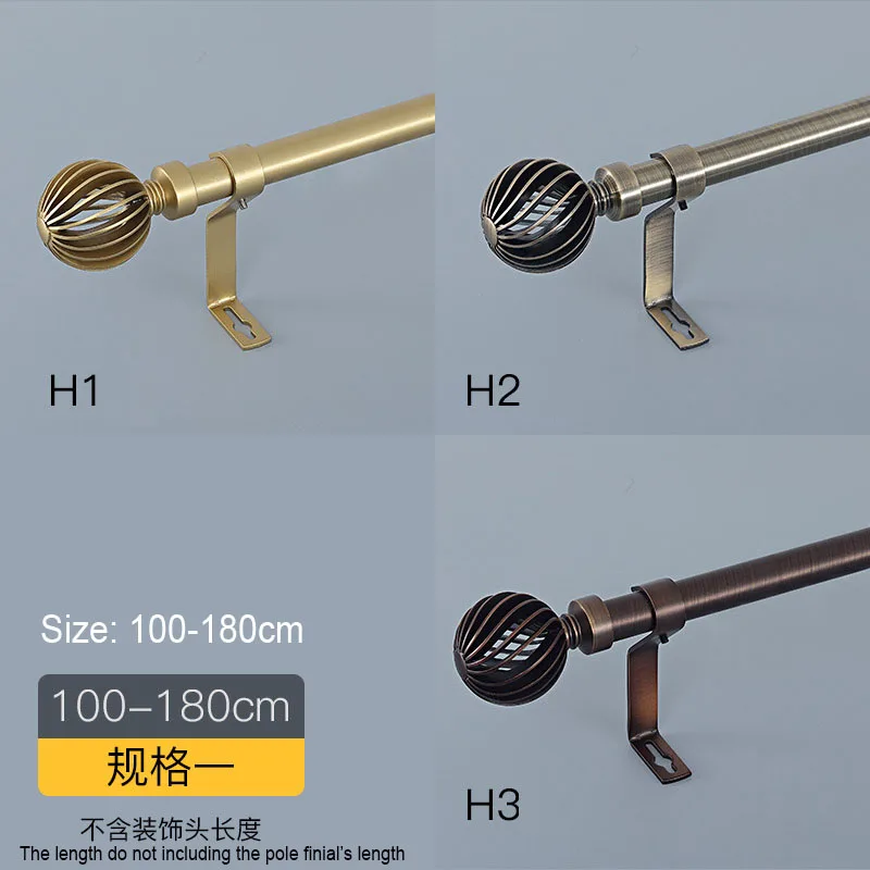 Retractable curtain rod punching Roman rod free measuring bedroom rail top wall mounted golden single and double curtain rod