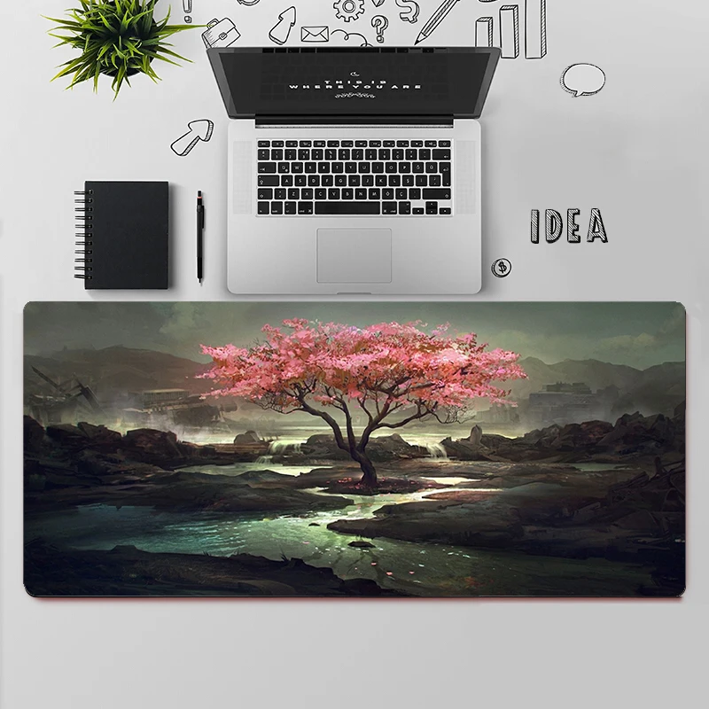 Grand tapis de souris de jeu pour ordinateur PC, accessoire de bureau, peinture artistique japonaise, XXL