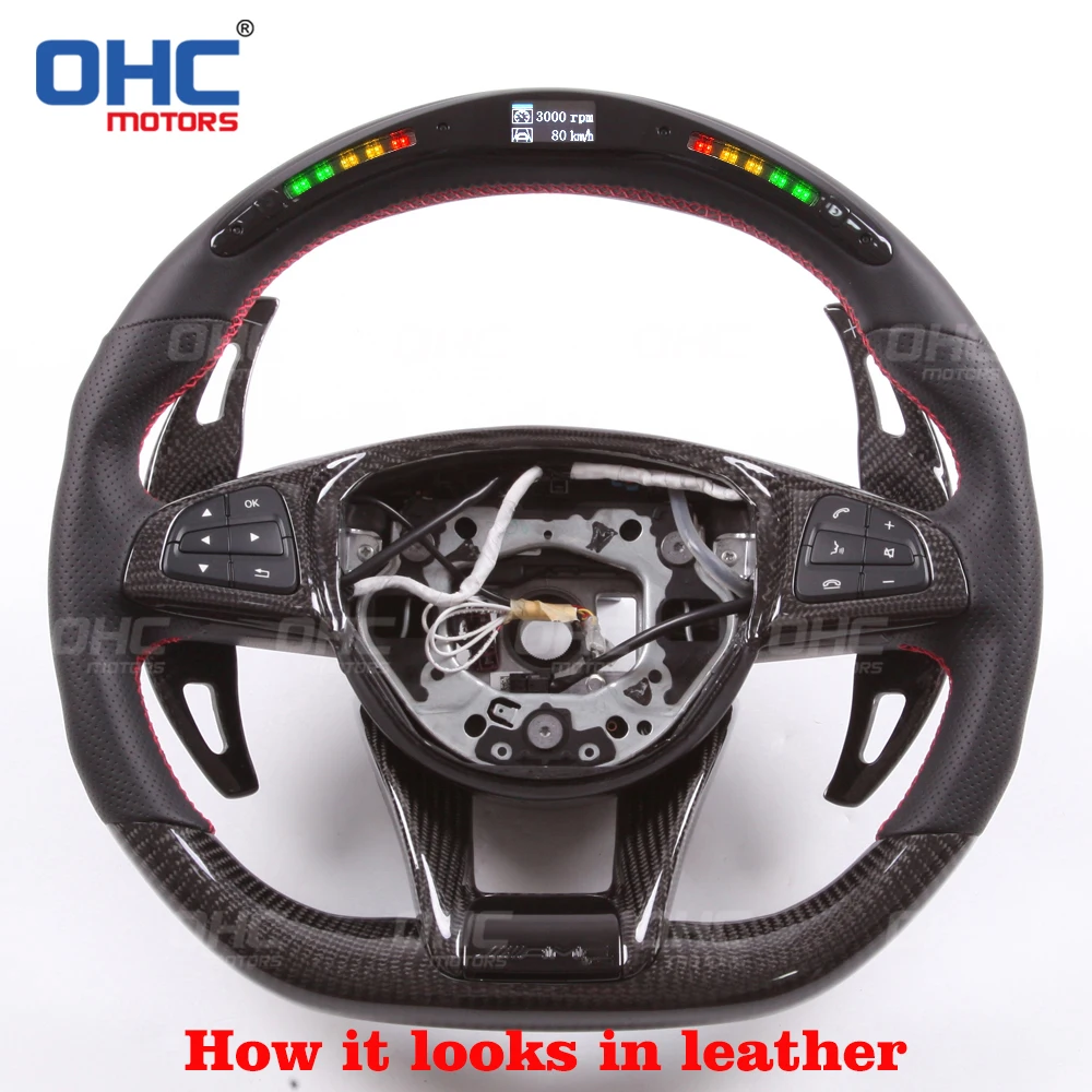 OHC Motors LED Steering Wheel Shift Indicator Screen Kit 20/32 lights LED Digital Display Screen OBD2 Module Kit for All Car