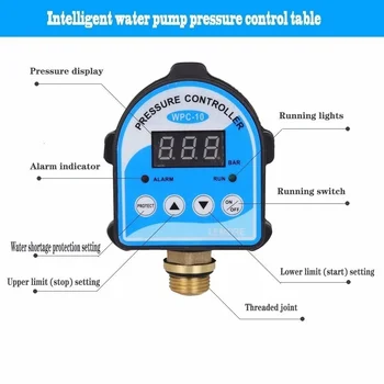 Interruptor de Control de Presión WPC-10 Digital, Pantalla Digital WPC 10 Electrónico Regulador de Presión para la Bomba de Agua Con G1/2 