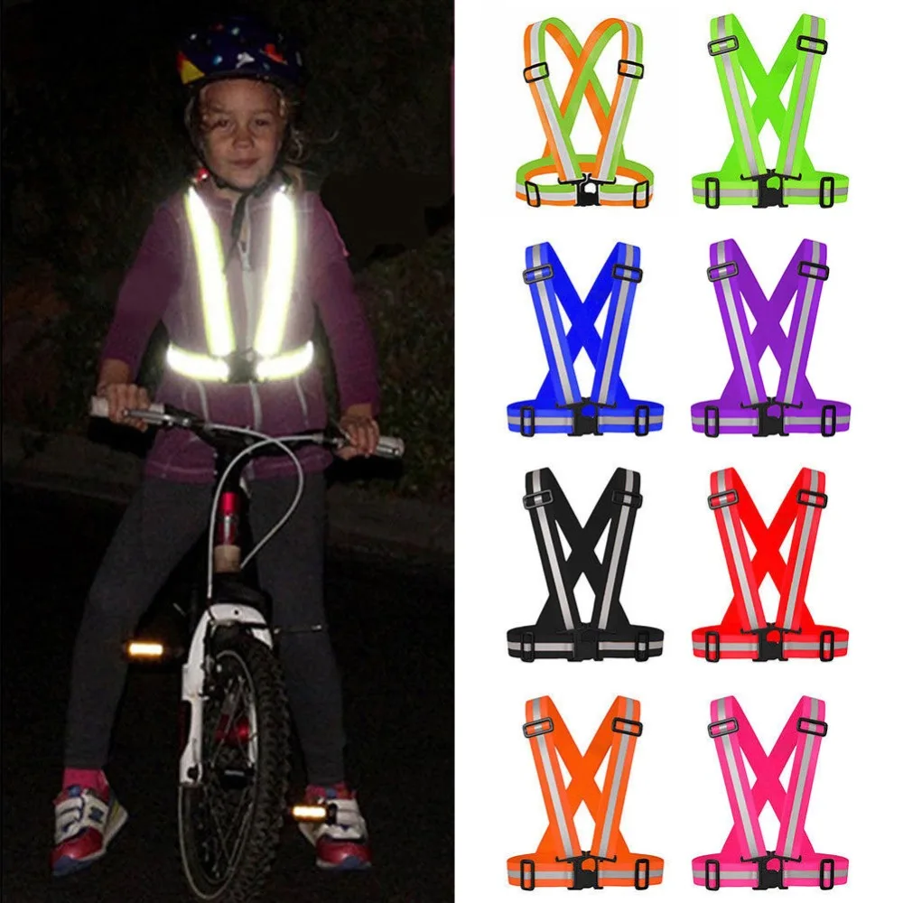 Chaleco de seguridad ajustable con tirantes reflectantes para adultos y niños, ropa para correr de noche, banda elástica, novedad
