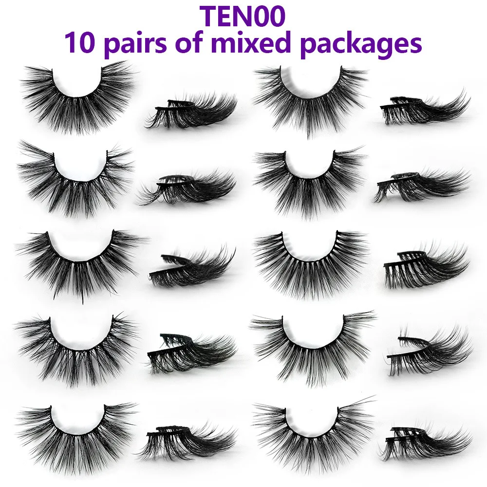 10 Pairs/set Natural Thick 3D False Eyelashes Mixed 10 Models Fashion False Eyelash Lashes Extension Supplies Big Eye Tools