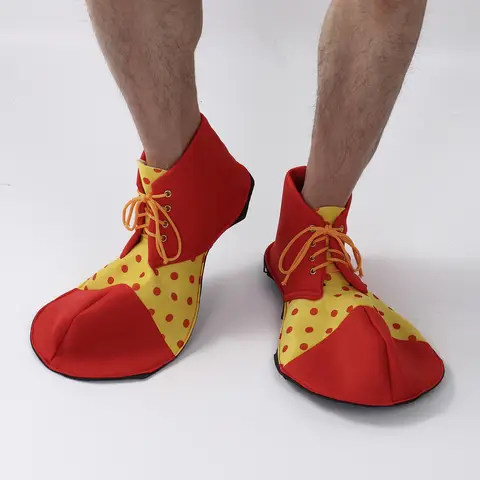 जोकर के जूते कॉमेडी पोशाक कार्निवल इंद्रधनुष पोल्का डॉट्स प्रिंट लेस-अप बड़े जूते हैलोवीन वयस्क महिला पुरुष सैंडल सर्कस प्रॉप्स 8 best sales जोकर के जूते - №6