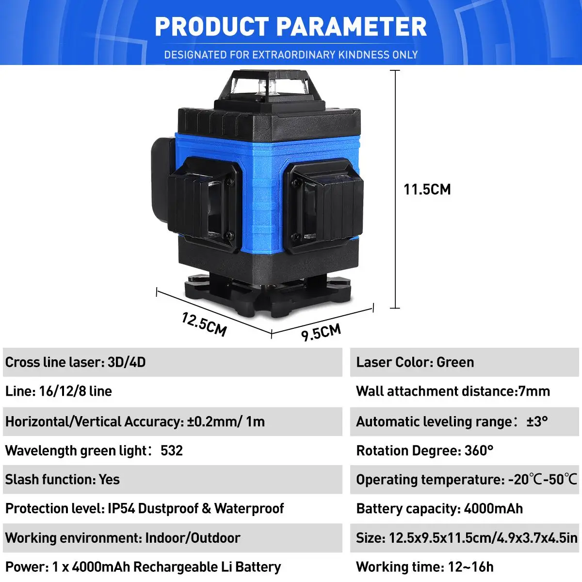 Green Laser Level 4D 8/12/16 Lines Professional Self-Leveling 360 Horizontal Vertical Green Laser Beam Line Build Measuring Tool