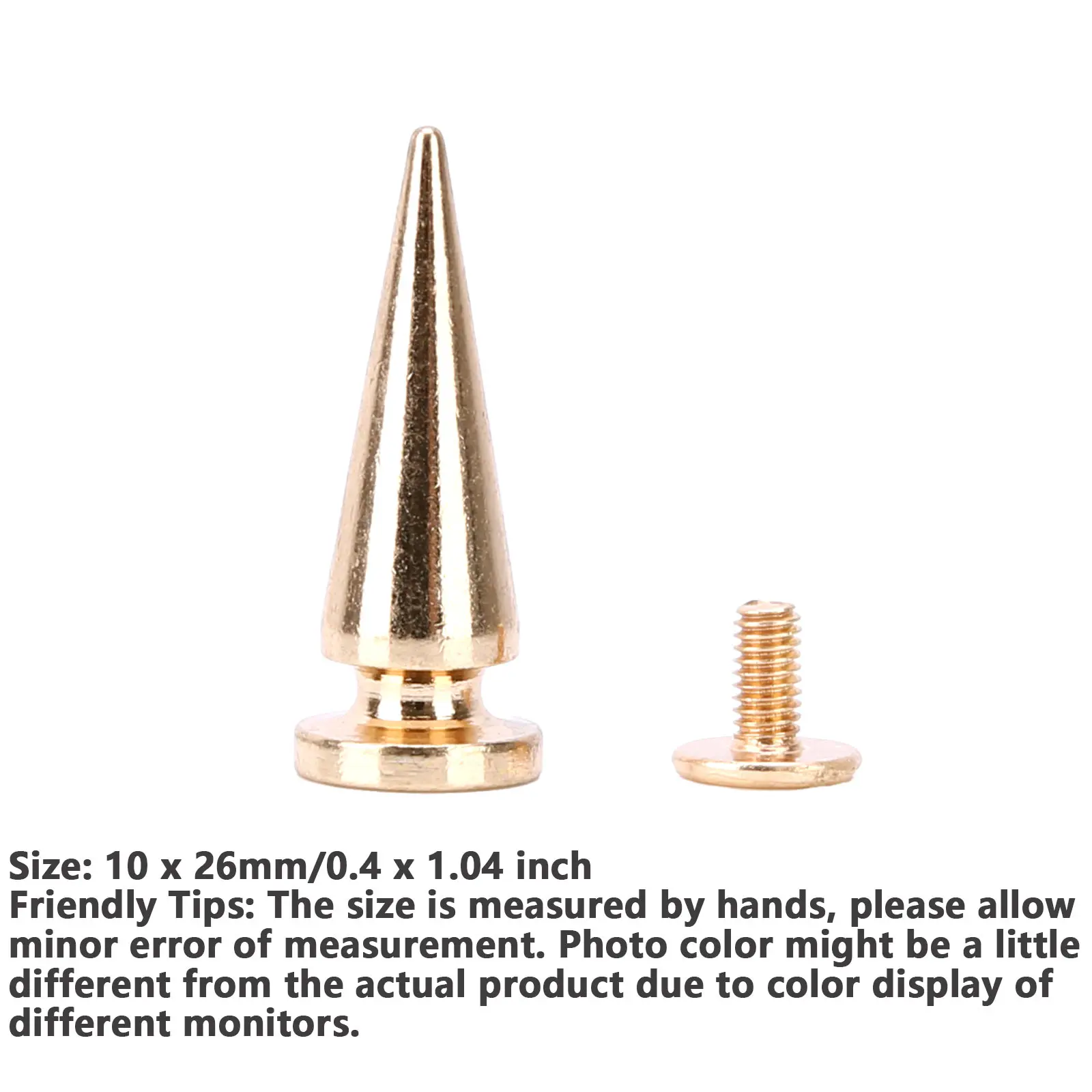 10 Sets 10*26MM Cone Studs Punk Rivets Spikes DIY Craft Cool Punk Garment Rivets For Clothes Bag Shoes Leather DIY Handcraft