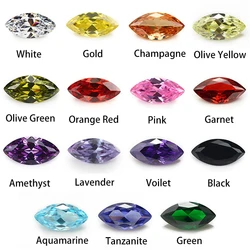 15 Colors/Lot 5A Cubic Zirconia Stone 4x8~7x14mm Marquise Brilliant Cut Loose Synthetic Gems Beads For Jewelry DIY Making