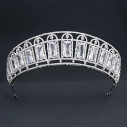 Big CZ Cubic Zirconia Royal Replica Tiara for Wedding,Crystal Princess Tiaras Diadem for Girl,Prom,Party Head Jewelry CH10398