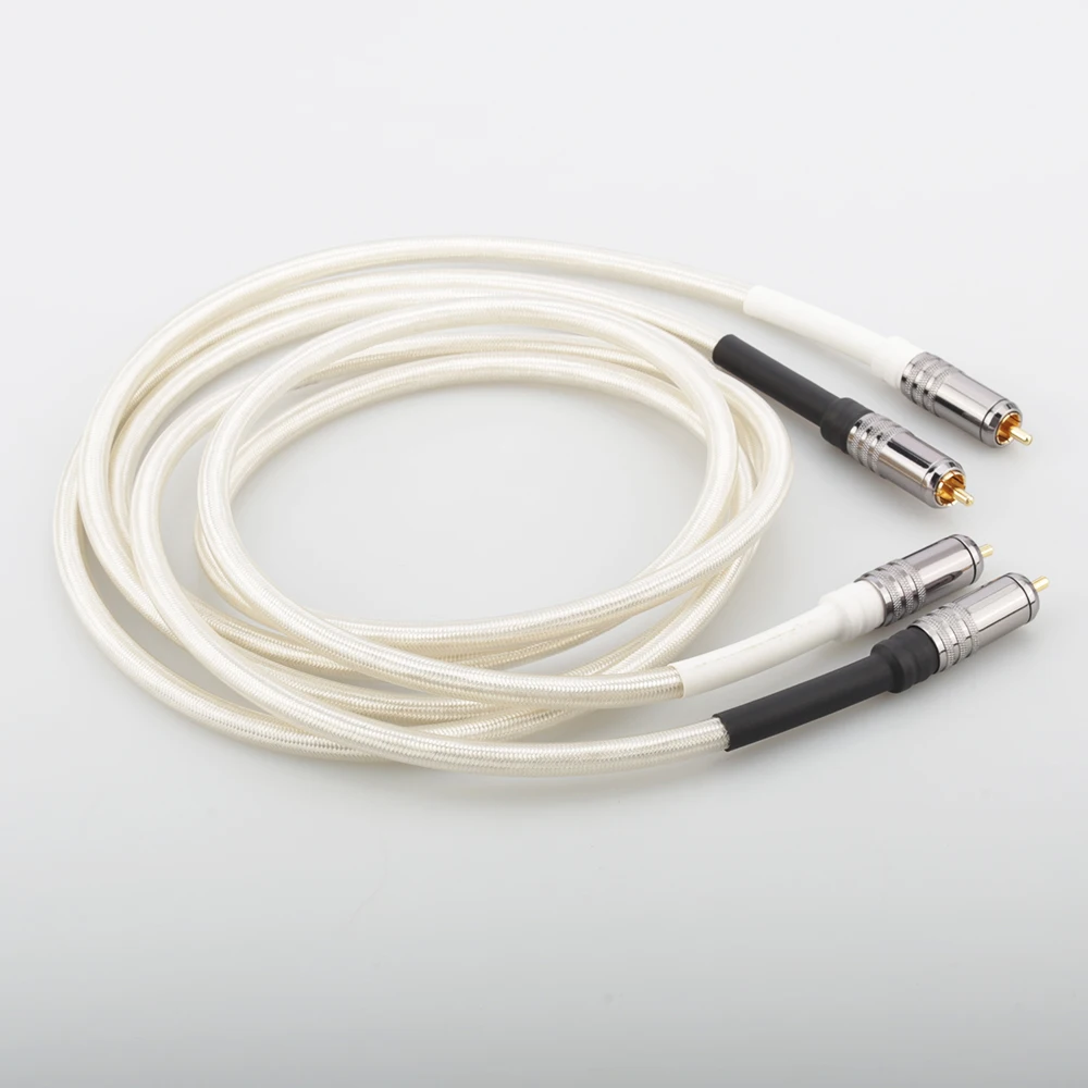 Silver Plated Hifi Audio Interconnect Cable with Locking RCA Plugs High Fidelity Sound Quality for Audio And Video Equipment