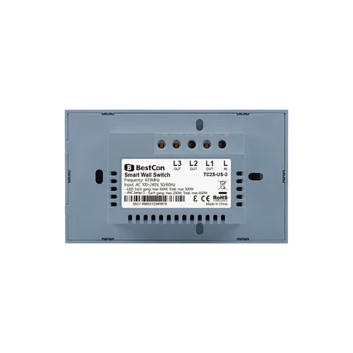 Imagen 2 del producto TC2S-US 100-240V BroadLink Bestcon marca interruptor táctil de luz de pared inteligente funciona con Alexa, Google home, IFTTT