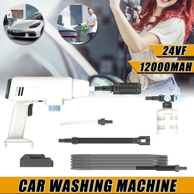 

12000mAh High Pressure Car Washer Water Gun Cordless Protable Car Wash Spray Foam for Makita Battery Rechargeable Black White