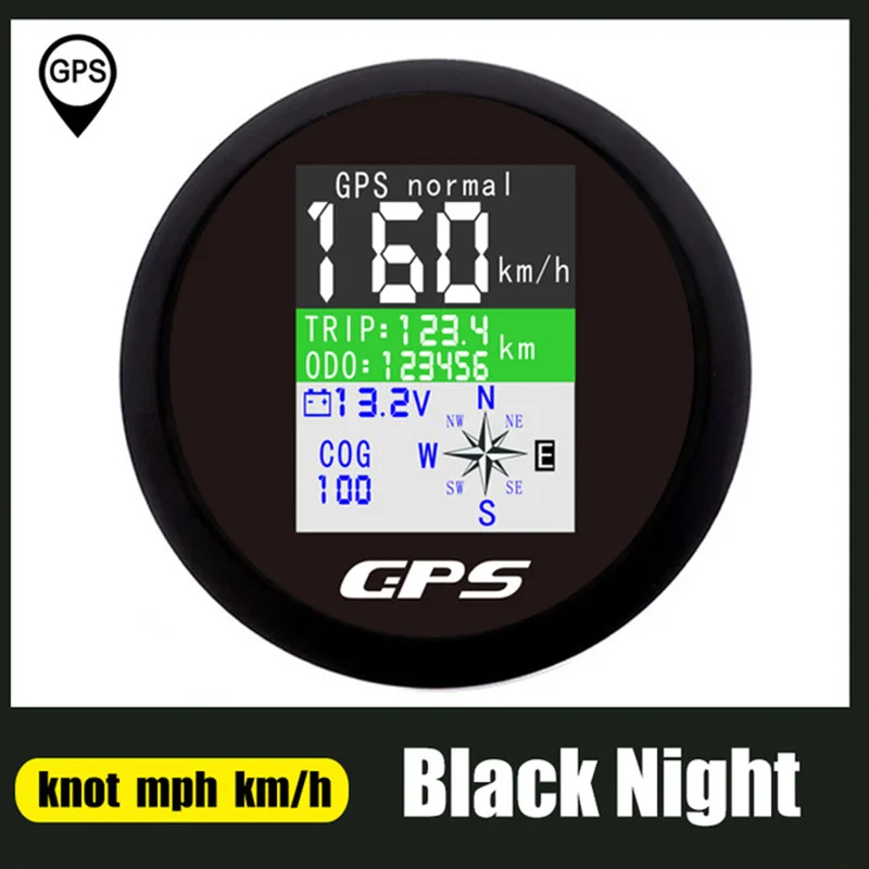 85mm GPS Snelheidsmeter Kilometerteller Verstelbare Trip ODO COG Voltmeter TFT Scherm Snelheidsmeters Voor Motor Jacht Boot Auto Buitenboordmotor