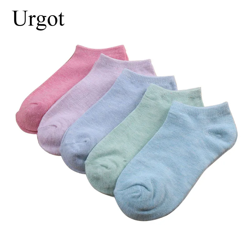 Urgot 10 Pieces = 5 Pairs/lot New Fashion Candy Colored Socks For Women And Girls Casual Short Ankle Boat Low Cut Lady Sox Meias