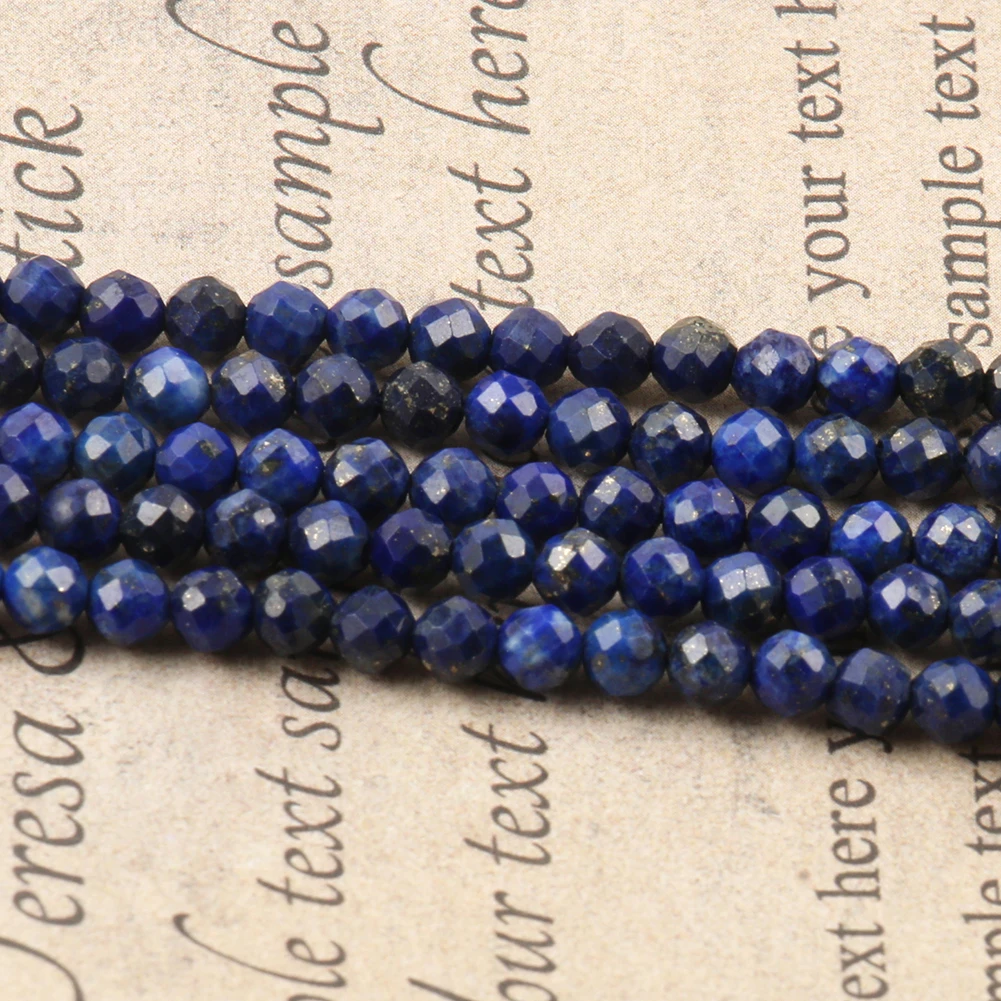 2 3 4mm Faceted Lapis Lazuli Stone Beads Natural Loose Spacer Beads For Jewelry DIY Making Bracelet Necklace Accessories 15\'\'