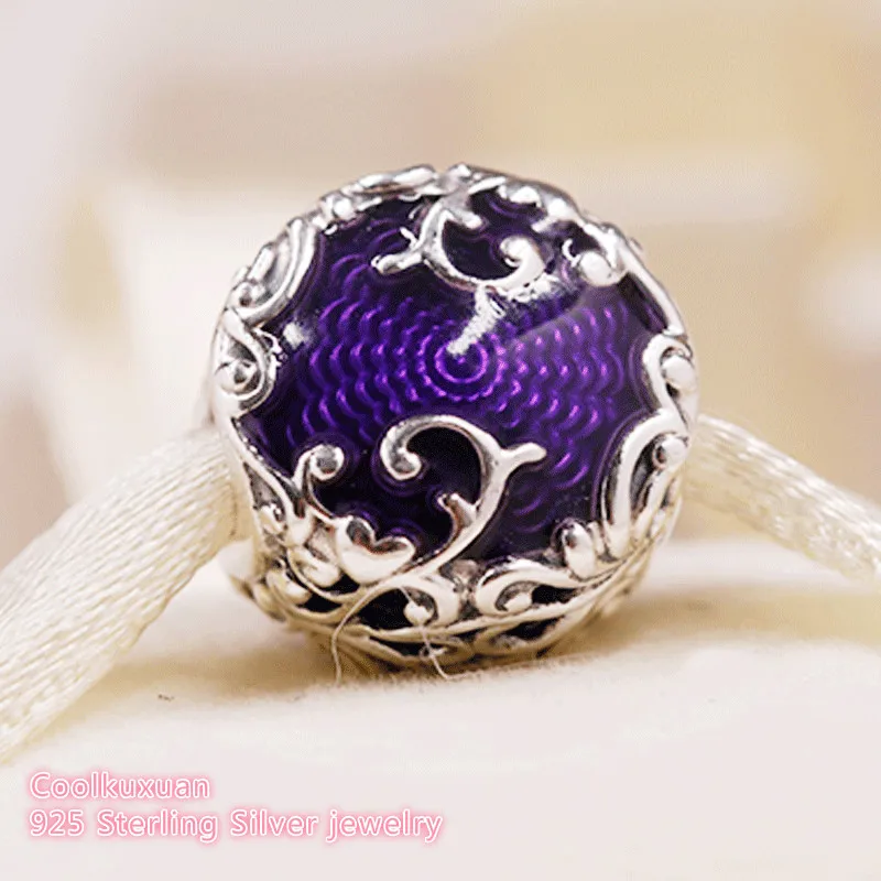 

Autumn 100% 925 Sterling Silver Regal Beauty Charm, Purple Enamel beads Fit Original Pandora Charms Bracelet Jewelry Making