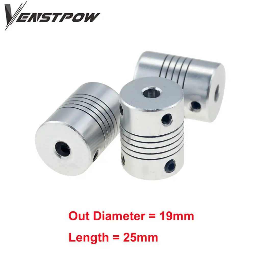 D19L25 5x8mm  Aluminium CNC Motor Jaw Shaft Coupler 5mm To 8mm Flexible Coupling OD 19x25mm Dropshipping 3/4/5/6/6.35/7/8/10mm