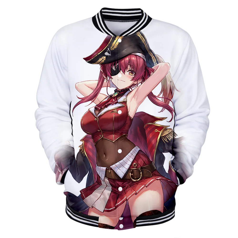 HOLOLIVE VTuber Houshou Marine 3D autumn winter Holiday Men/Women casual Baseball Uniform Streetwear Kawaii Style sweatshirt