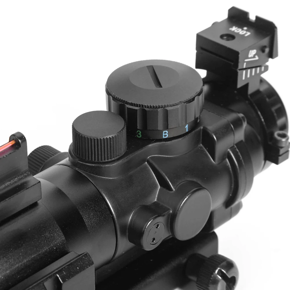 Imagem -03 - Acog Tático Riflescope Vermelho Verde Azul Retículo Óptica Mira Rifle Scope 4x Lupa Airsoft Arma Caça ao ar Livre Acessório 4x32