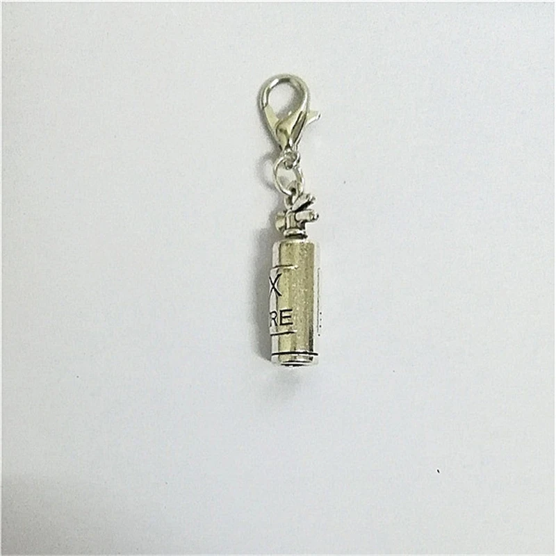 3 Pcs Fire Extinguisher Antique Silver Color Clip on Charm for Necklace and Bracelets,Bag Accessories,Zipper Buckle