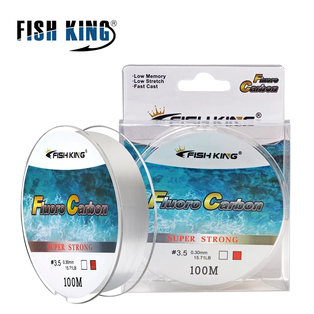 FISH KING Fishing Line 100M Fluorocarbon Coating 4.136LB-34.32LB Carbon Fiber Monofilament Leader Line Carp Fishing Sinking Line