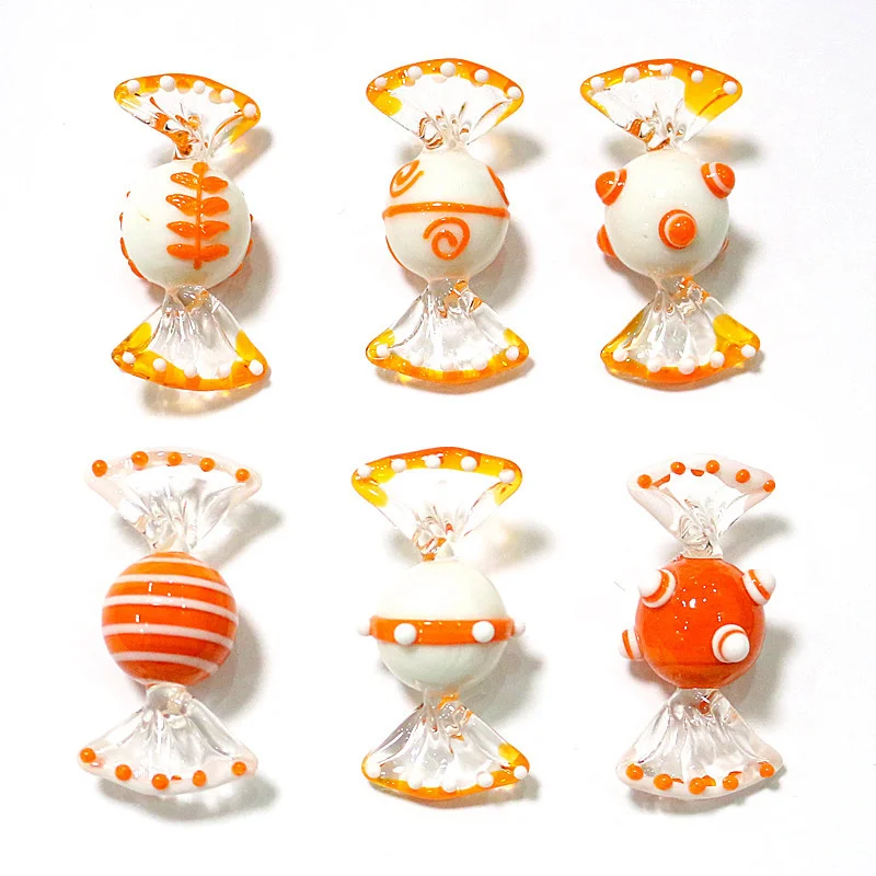 Vintage Orange Murano Glass Sweets Candy Art Ornament Home Desktop Christmas Decoration Accessories Holiday Party Gifts For Kids