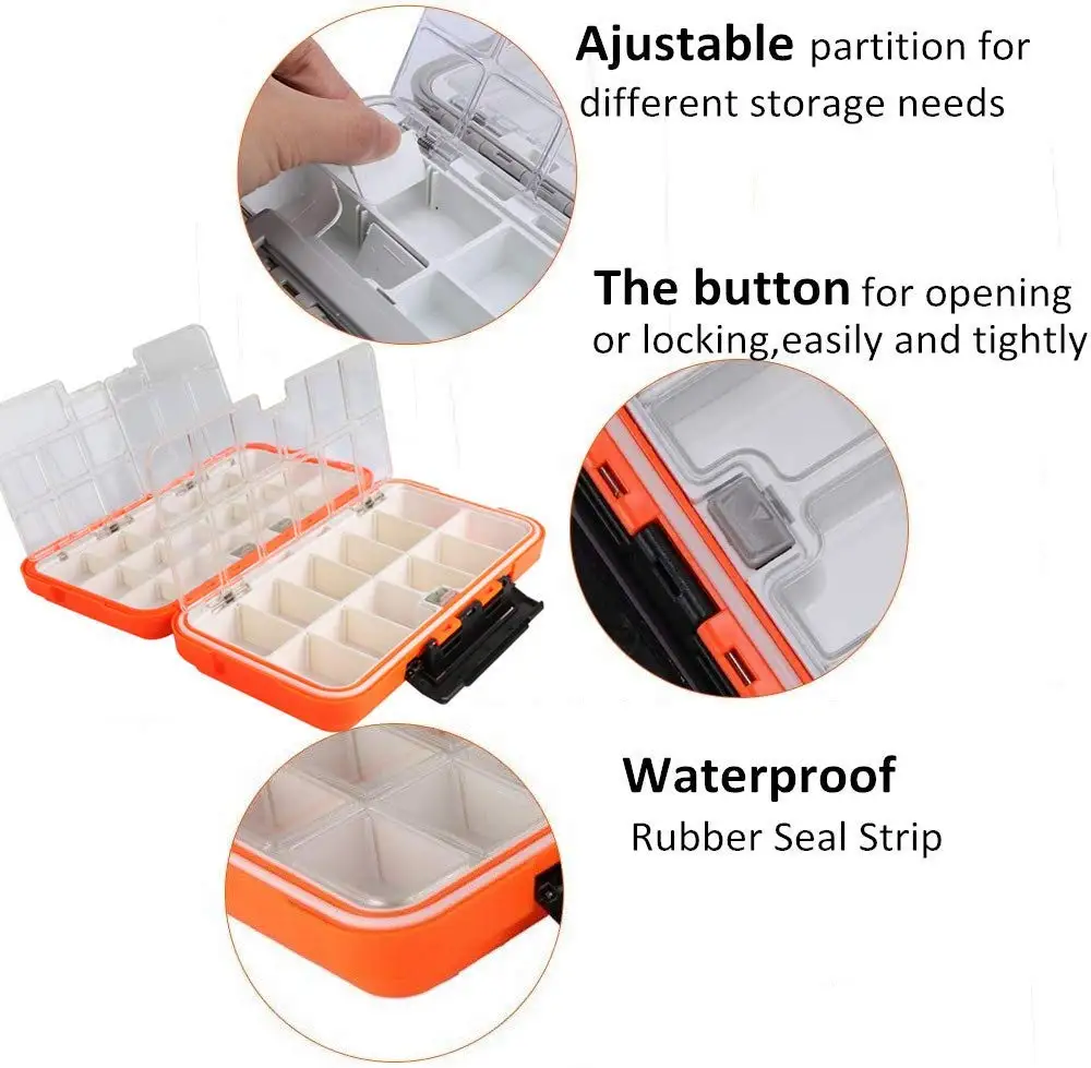 Goture Fishing Tackle Box Double Layer 30 Compartments Fishing Lure Bait Hook Box S/M/L Fly Fishing Storage Boxes Accessories image 2