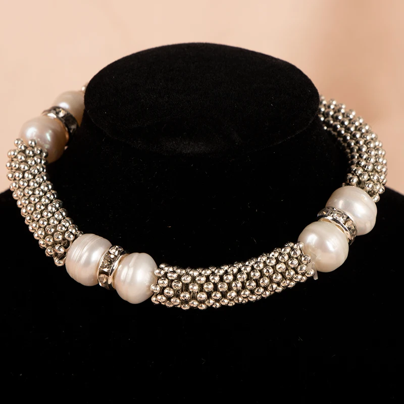 Cellacity  Silver 925 Bracelet for Women With Natural Freshwater Pearl Metal punk style Party Female Silver fine Jewelry Gift