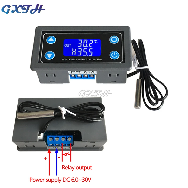 10A Thermostat Digitale Temperatur Controller DC 6V-30V Thermische Regler Thermoelement Thermostat LCD Display Sensor 12V 24V