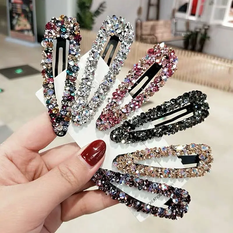 1Pcs New Fashion Korea Shiny Crystal Rhinestone Hairpins Geometric Waterdrop Imitation Diamond Hair Clips Hair Accessories