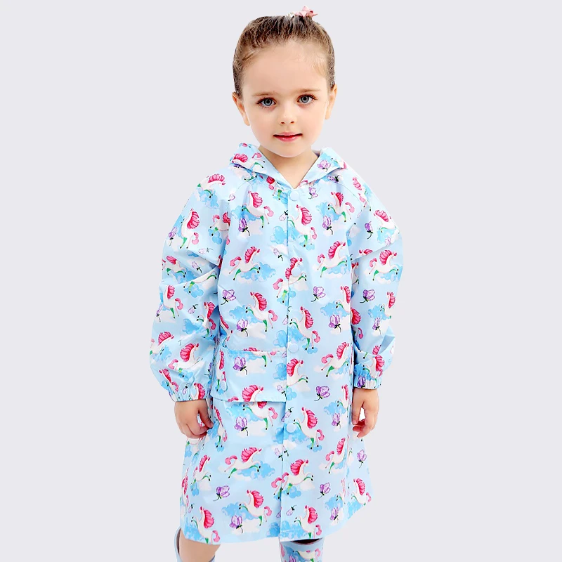 Cute Small Waterproof Nylon Rain Coat Penguin pattern Boy Children Girls Windproof Poncho Kindergarten Student Baby Raincoat