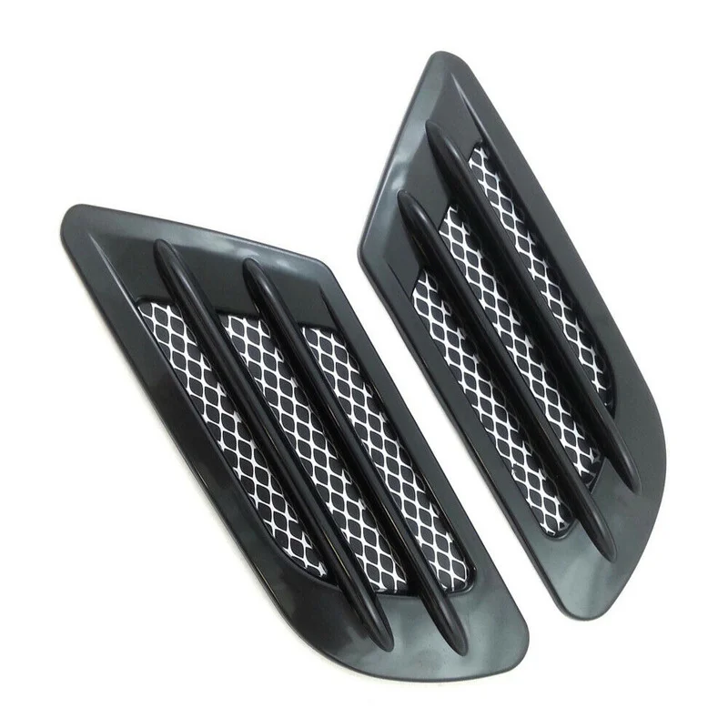 

2pcs Car Bonnet Air Flow Intake Side Fender Vent Moulding Trim Intake Grille Sticker Black Silver Car Decal Car Decoration