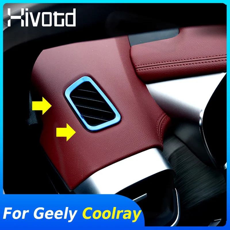 For Geely Coolray SX11 BelGee X50 2024 Interior Front Air Condition Outlet Decorative Cover Trim Sticker Stainless Steel Parts