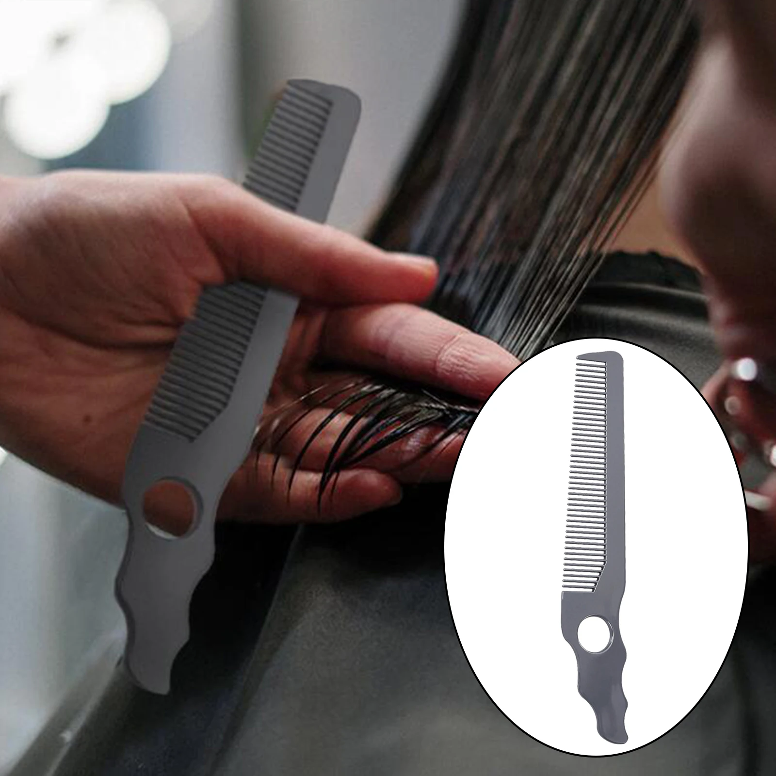 Portable Curved Hair Clipping Cutting Comb Hairdressing Barber Home Salon Haircut Round Hole Design for Women Men