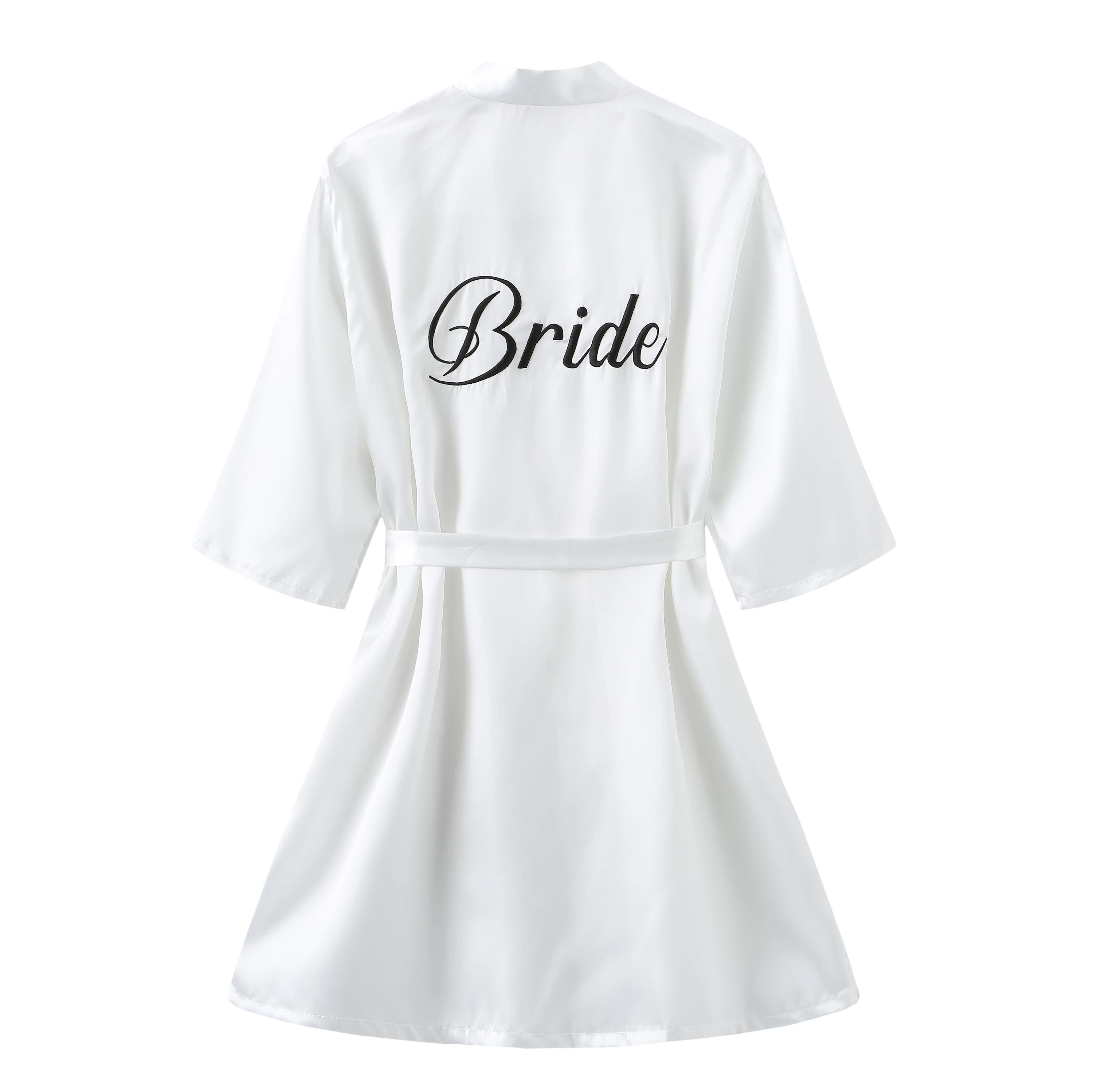 Bride Bridesmaid Wedding Robe Embroidery Kimono Bathrobe Gown Nightgown Casual Satin Short Women Sexy Nightwear Sleepwear