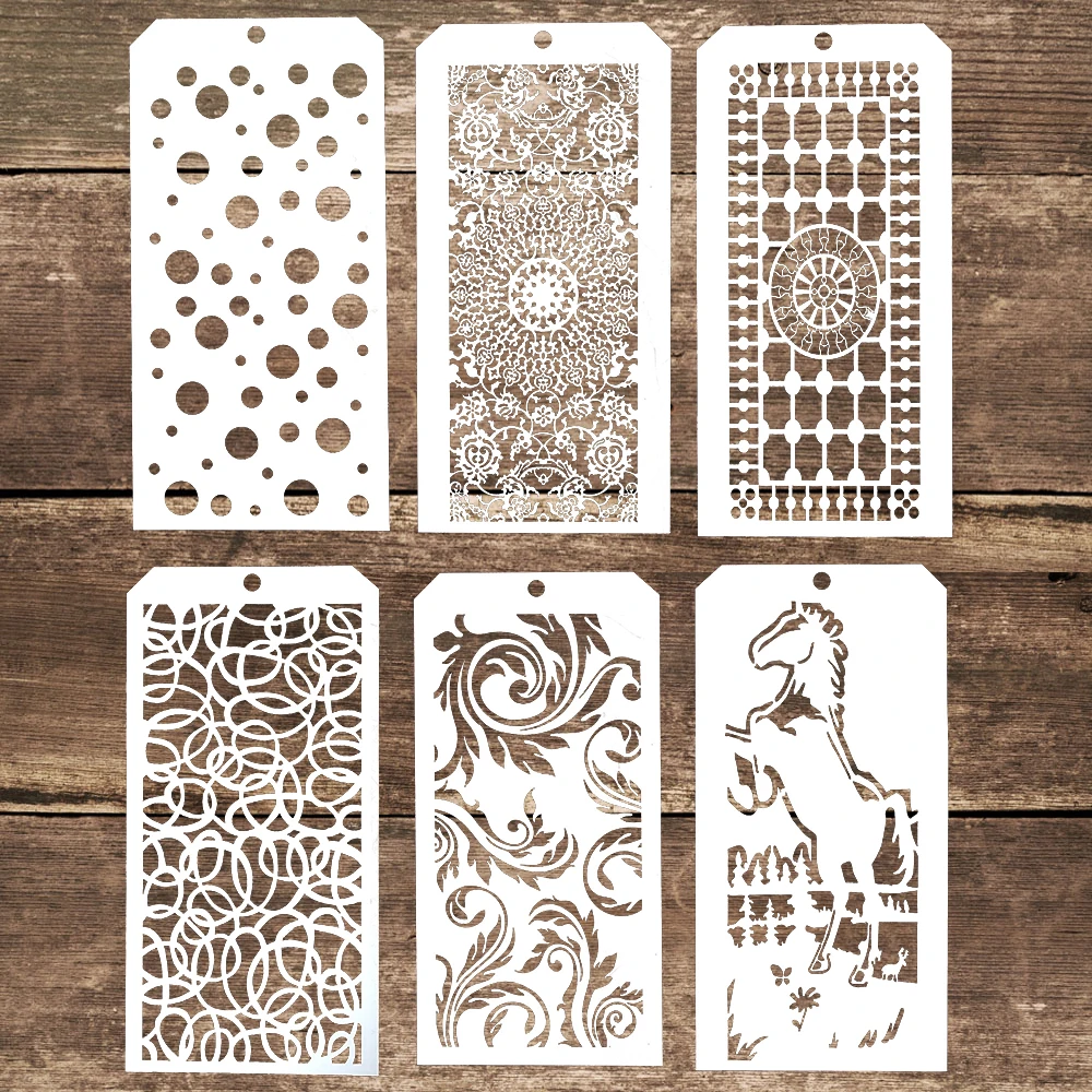 

6 PCS DIY Craft Poppy Tropical Leaf Stencil for DIY Scrapbooking Stamping Album Crafts Decorative Paper Cards