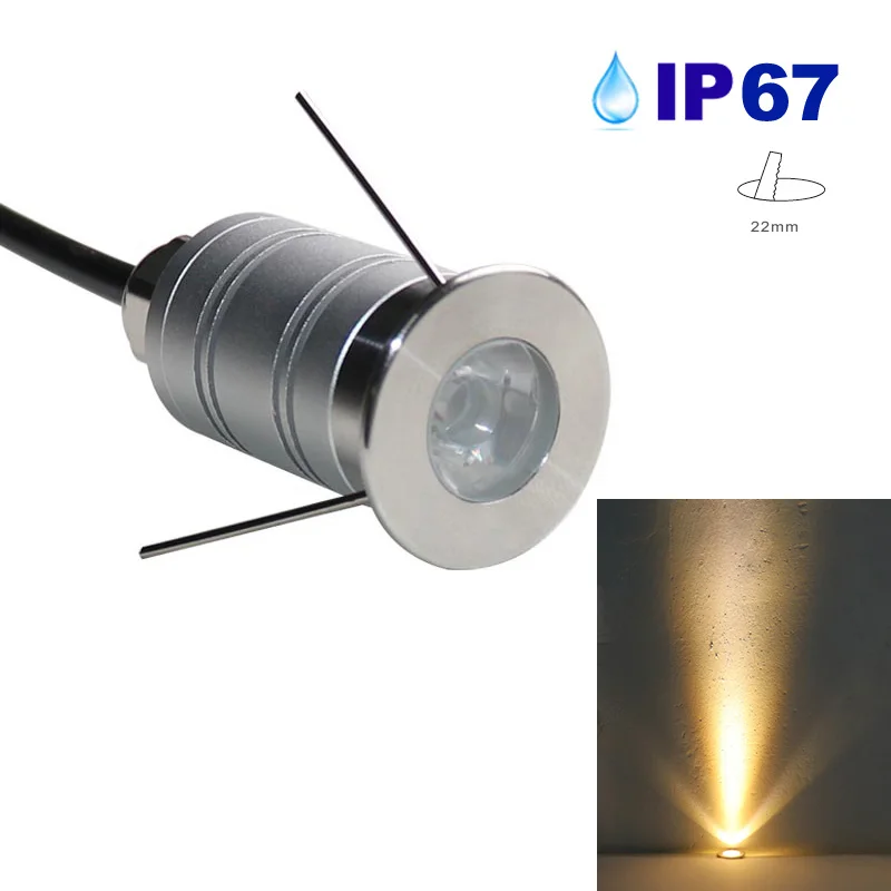 4pcs/lot Mini Spot Underground Light High Quality IP67 D24xH35.5mm DC12V 24V 1W LED Condensing Ground Lamp Beam Angle 15Degree