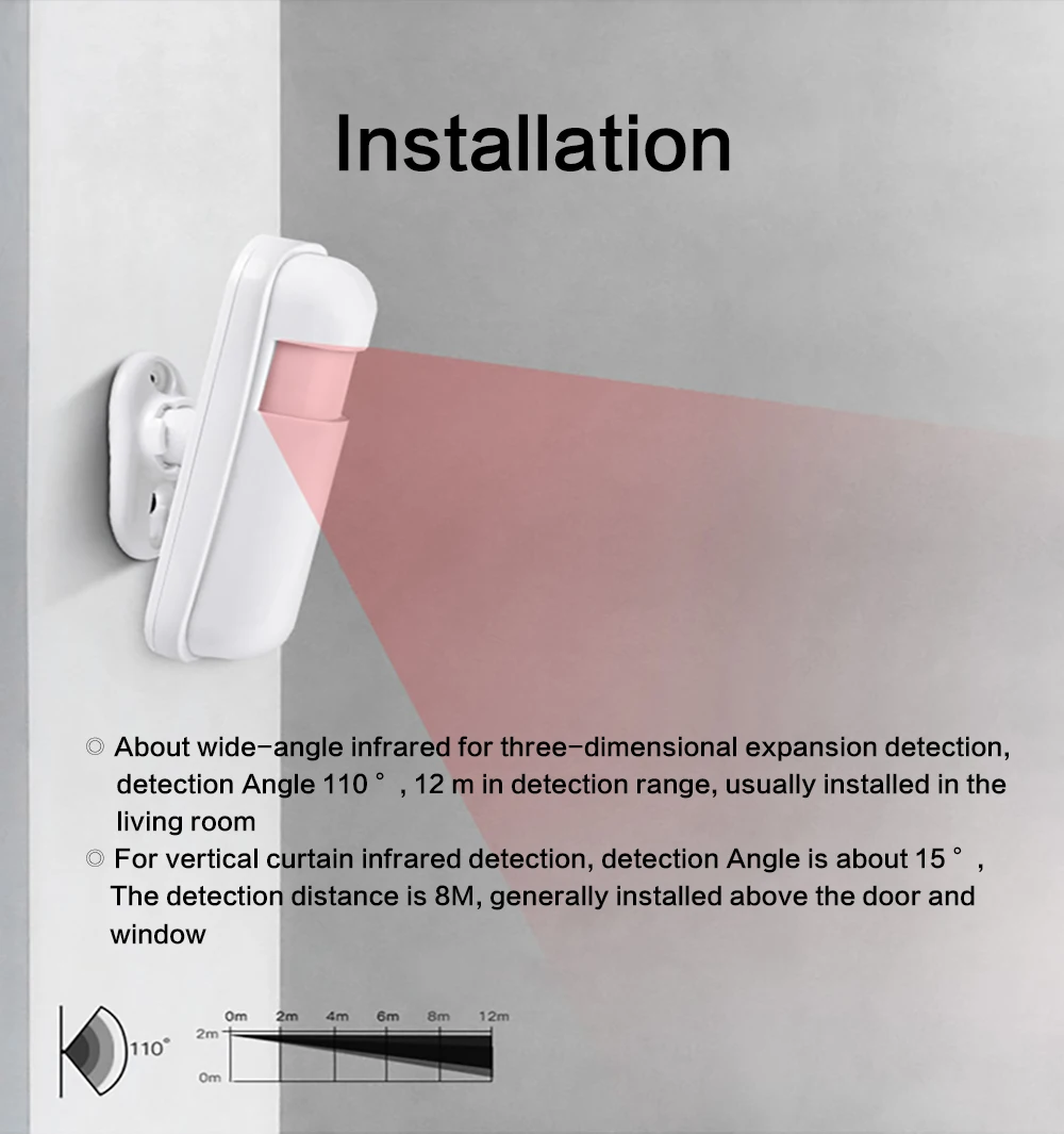 Detector de movimiento PIR inalámbrico, alarma infrarroja de 433MHz para Tuya Smart Home, Wifi, GSM, sistema de alarma de seguridad antirrobo