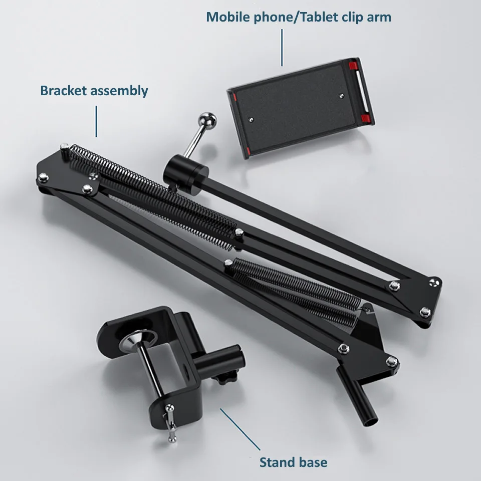 OUTMIX 360Degree Long Arm Tablet Holder Stand for 4 to 11inch Tablet Smartphone Bed Desktop Lazy Holder Bracket Support for iPad