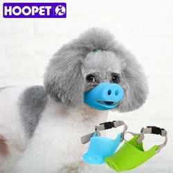 HOOPET Breathable Cute Pig Dog Muzzle Silicone Anti-bite Dog Muzzles Stop Bark Bite Mouth Mask Adjustable for Small Dog Pets