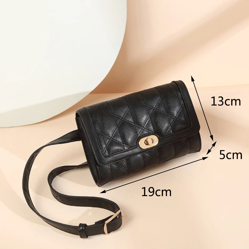 Mihaivina Women Leather Fanny Pack Waist Belt Bag Retro Plaid Chest Bags Female Banana Waist Pack Shoulder Crossbody Bum Bag