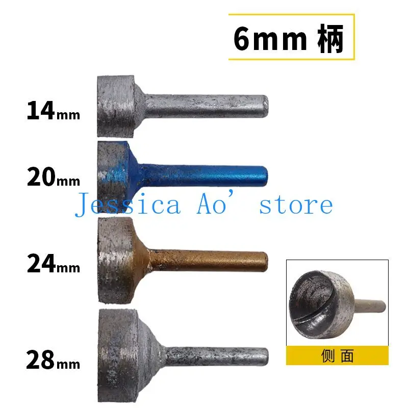 4pcs 14-28mm Hollow Diamond Grinding Head Beads Eyeball Grinding Tool Convex Ball Carving Stone Marble Granite Cutters