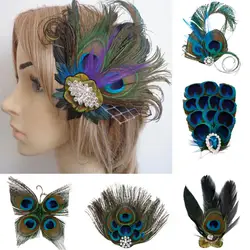 Rhinestones Peacock Feather Hair Clip Bridal Wedding Vintage Hair Acessories Wedding Bride Corsage Peacork Feather Heapiece