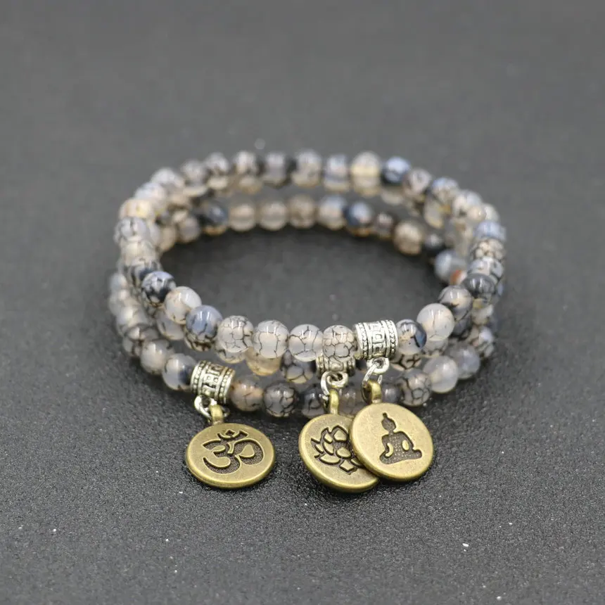 Fashion Natural Stone Beads OM Buddha Bracelet Male Yoga Meditation Bracelets For Men Women Couples Lovers Jewelry Bileklik