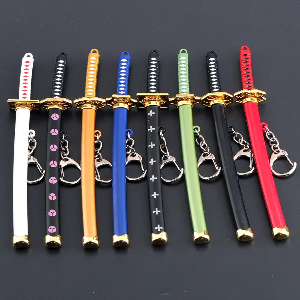 New 8 Styles Roronoa Zoro Sword Keychain For Women Men Buckle Toolholder Scabbard Katana Sabre Car Keyrings Gift Key Chains