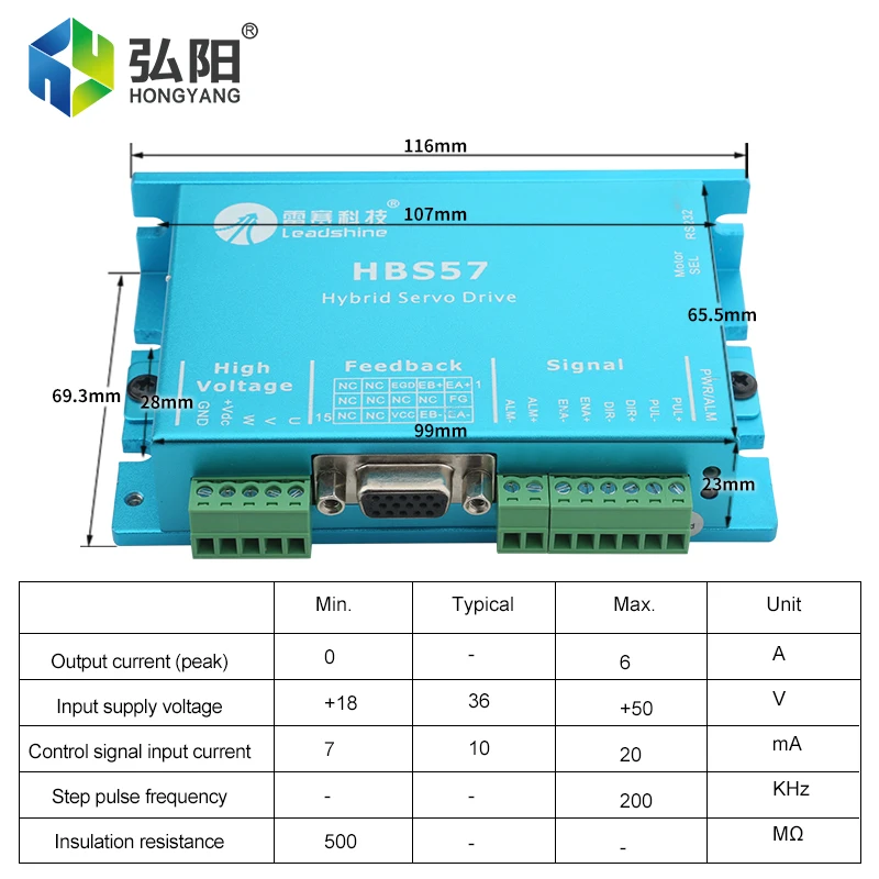 Гибридный Драйвер серводвигателя Leadshine HBS57 + 573HBM20-1000 HBS507 Nema23, трехфазный двигатель с замкнутым циклом и кодировщиком