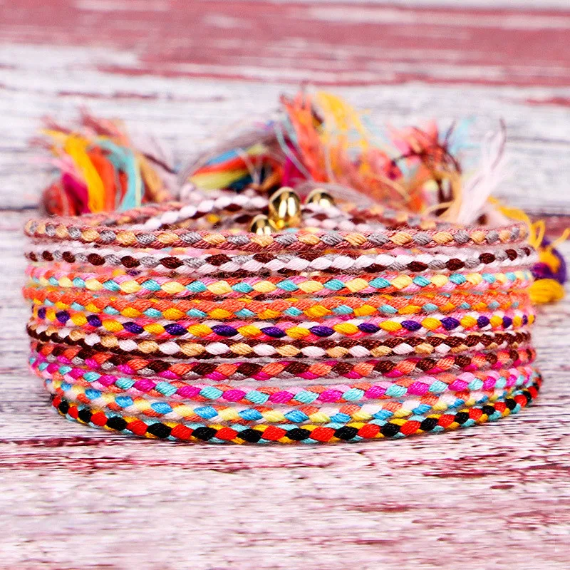 Adjustable Color Cotton Rope Tibetan Buddhist Love Lucky Charm Tibetan Thread Bracelets & Bangles For Women Men Handmade Rope