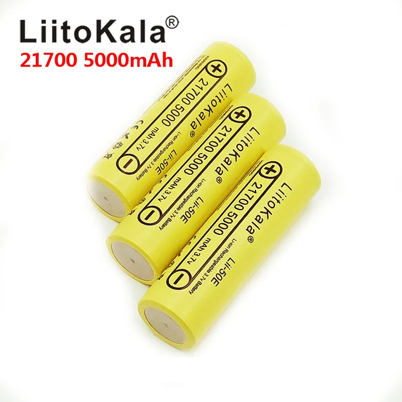 LiitoKala-batería recargable para electrodomésticos de alta potencia, pila de descarga de alta potencia, 21700, 5000mah, 3,7 V, 5C, lii-50E