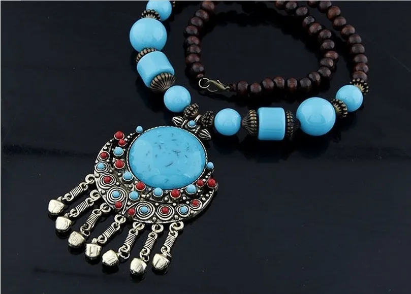 New Bohemia Long Ethnic Necklaces & Pendant Maxi Natural Stones Vintage Strand Statement Necklaces For Women Jewelry 5.0